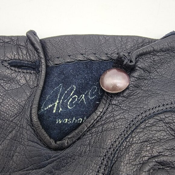 Vintage Alexette Bacmo Leather Gloves Size 7 Super Soft Black Button Close - Picture 2 of 6
